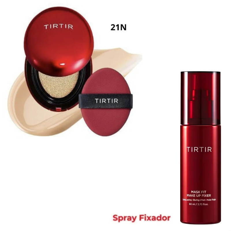 Base Coreana Cushion Clareadora TIRTIR - Protetor Solar e Maquiagem Longa Duração