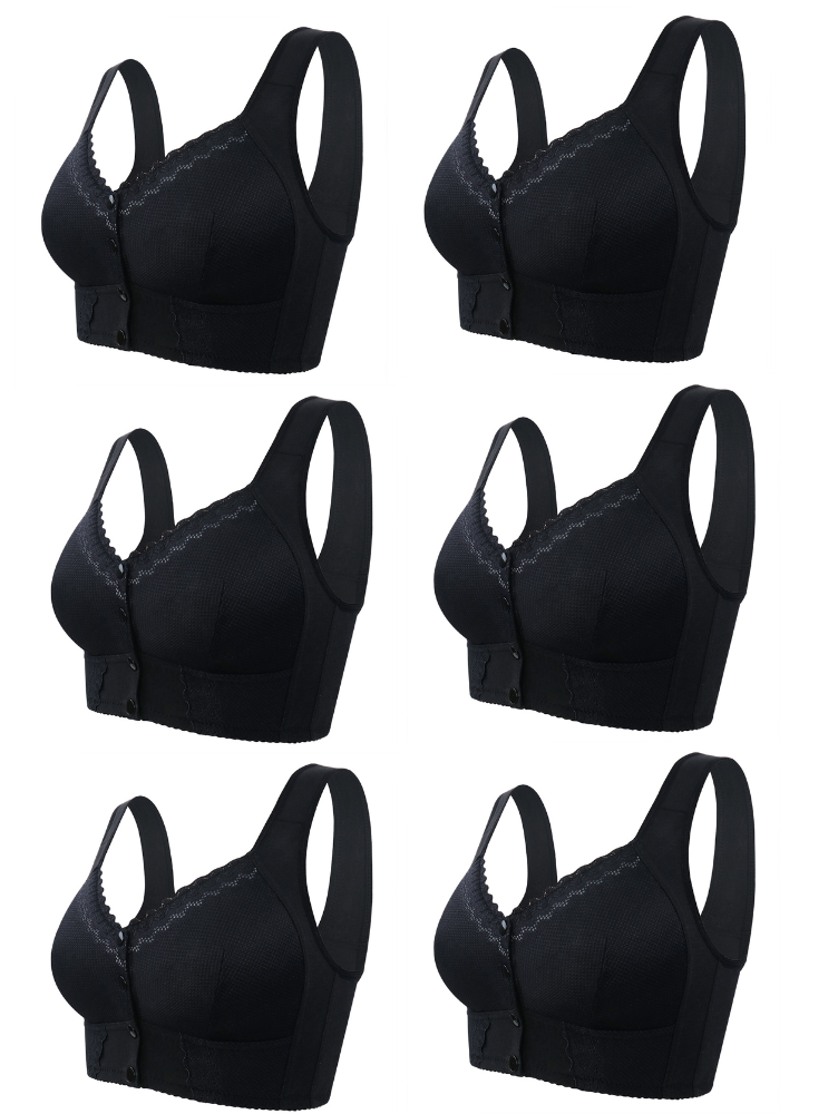 Kit com 6 unidades Sutiã Rendado Fechamento Frontal