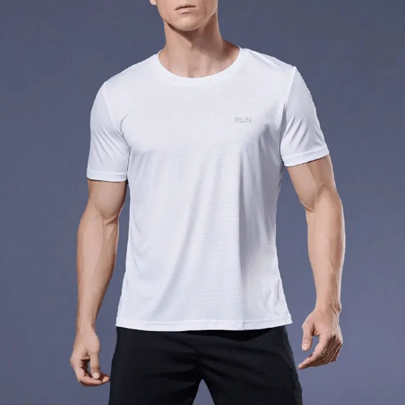 Camiseta Masculina em Seda Gelo de Secagem Rápida Respirável