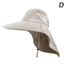 Chapéu Unissex de Sol com Aba Larga e Protetor de Pescoço Ajustável