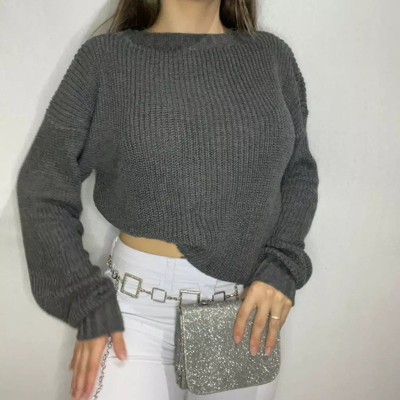 Cropped Feminino Fang com Manga Longa para Inverno