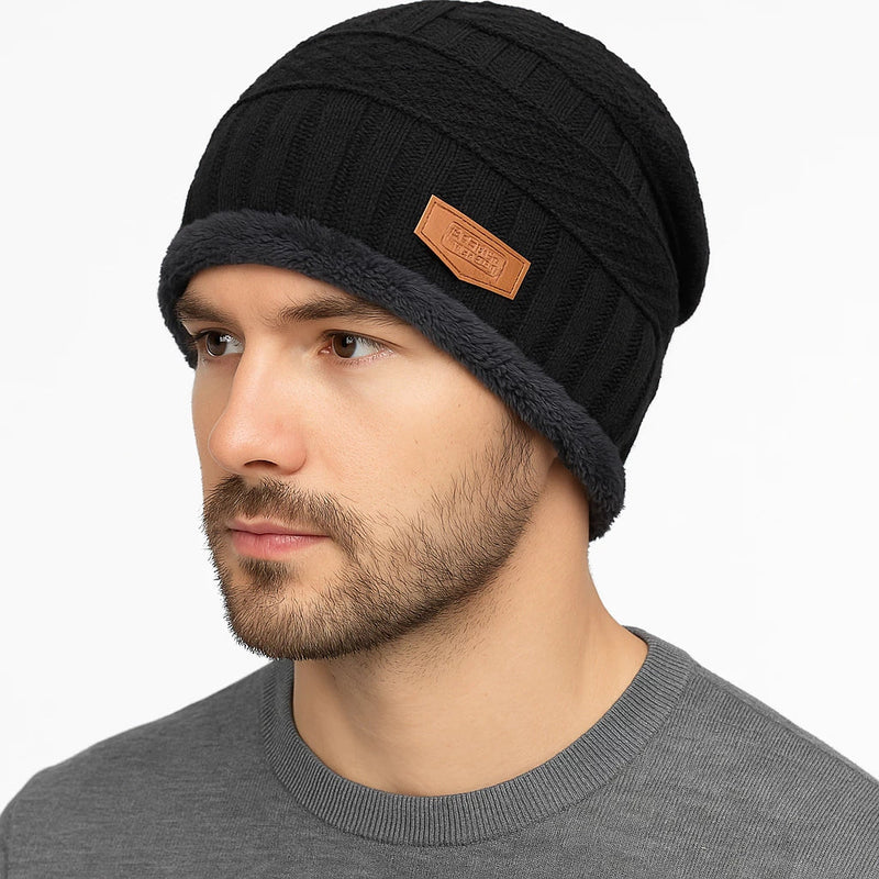 Gorro de Lã Masculino Forrado com Pelúcia para Inverno