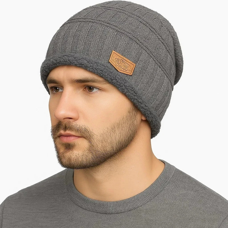 Gorro de Lã Masculino Forrado com Pelúcia para Inverno