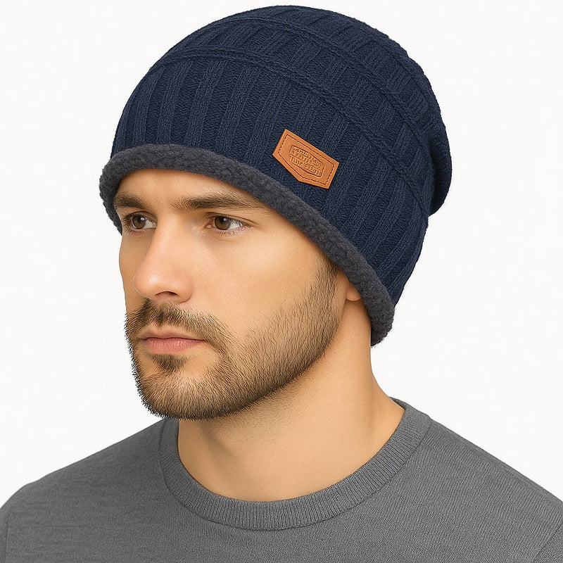 Gorro de Lã Masculino Forrado com Pelúcia para Inverno