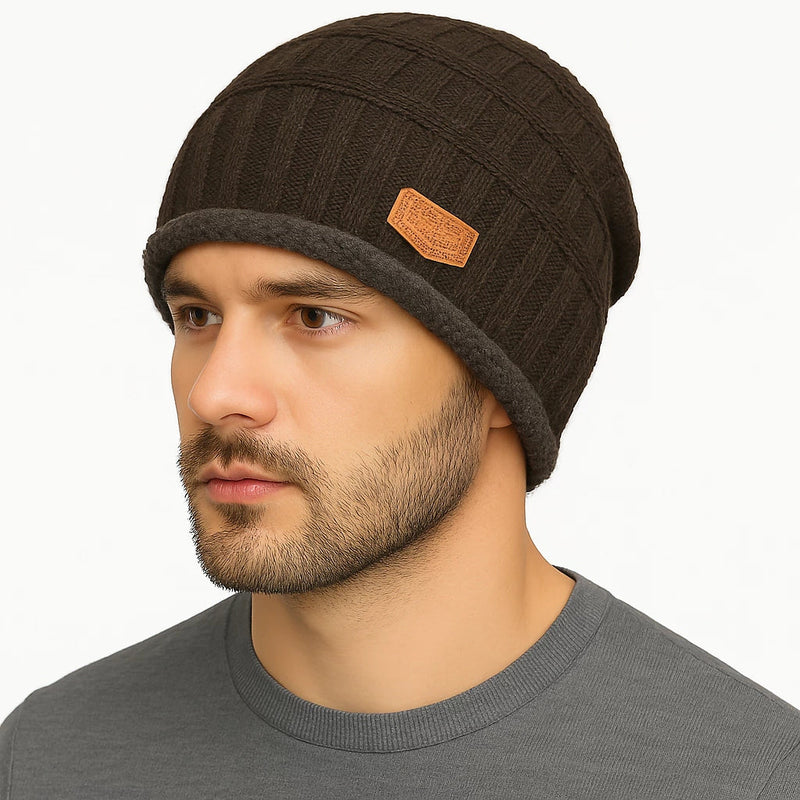 Gorro de Lã Masculino Forrado com Pelúcia para Inverno