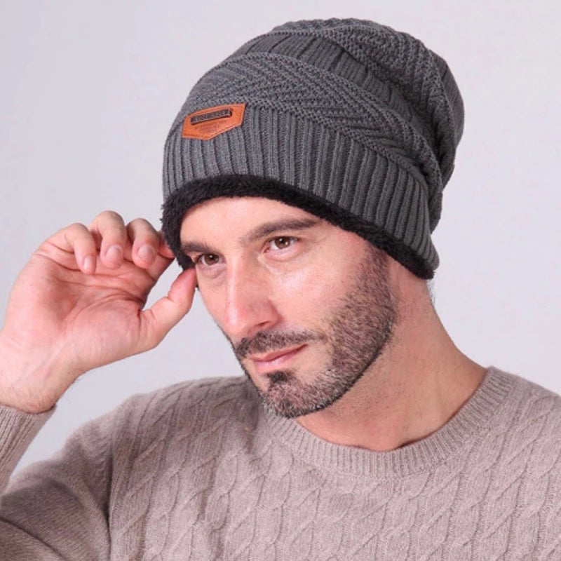 Gorro de Lã Masculino Forrado com Pelúcia para Inverno