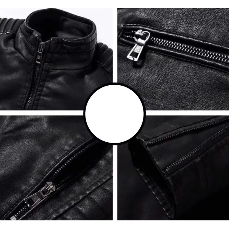 Jaqueta de Couro Masculina Slim Resistente