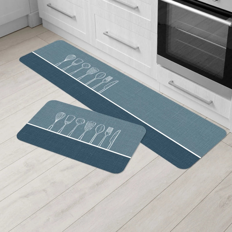 Kit 2 Tapetes Estampados para Cozinha Antiderrapante