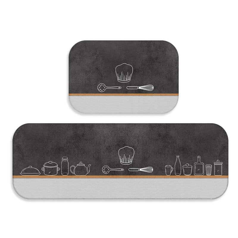 Kit 2 Tapetes Estampados para Cozinha Antiderrapante