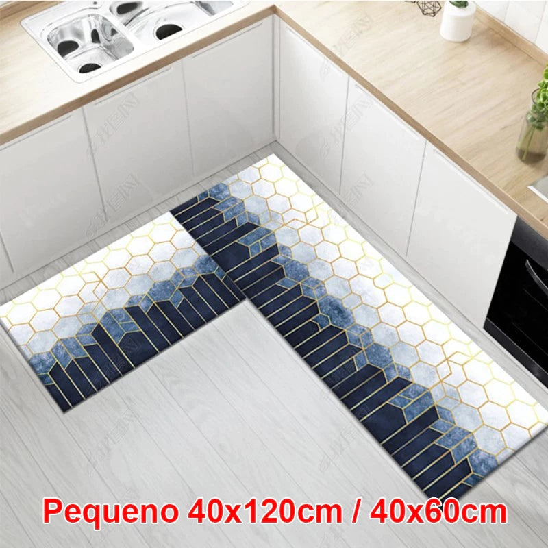 Kit 2 Tapetes de Cozinha Resistentes a Manchas Antiderrapantes