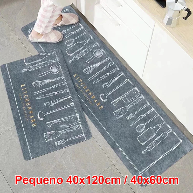 Kit 2 Tapetes de Cozinha Resistentes a Manchas Antiderrapantes