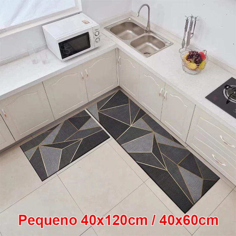 Kit 2 Tapetes de Cozinha Resistentes a Manchas Antiderrapantes