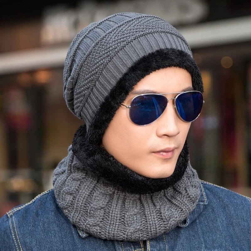 Kit Cachecol e Gorro Unissex de Algodão para Inverno