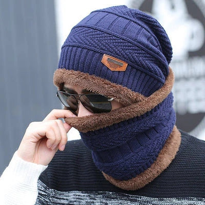 Kit Cachecol e Gorro Unissex de Algodão para Inverno