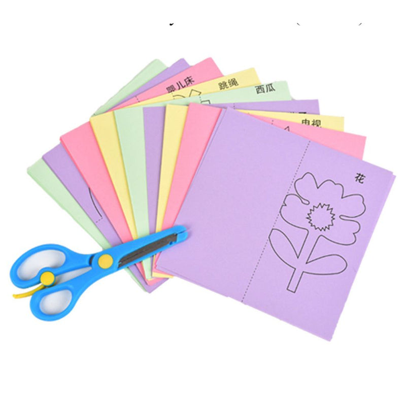 Kit Infantil com 96 Desenhos Animados para Recortar + Tesoura Infantil