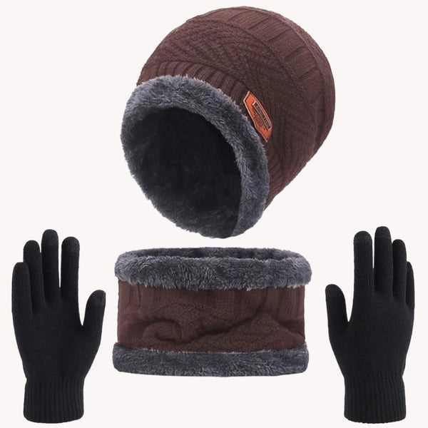 Kit Inverno Completo Unissex Touca de Frio com Gola Forrada e Luva