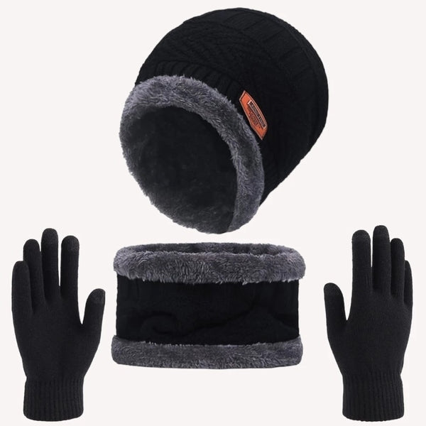 Kit Inverno Completo Unissex Touca de Frio com Gola Forrada e Luva