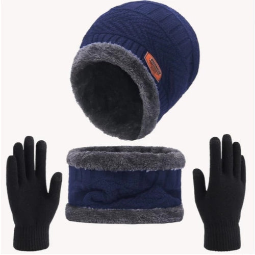 Kit Inverno Completo Unissex Touca de Frio com Gola Forrada e Luva