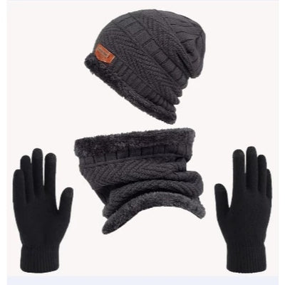 Kit Inverno Completo Unissex Touca de Frio com Gola Forrada e Luva