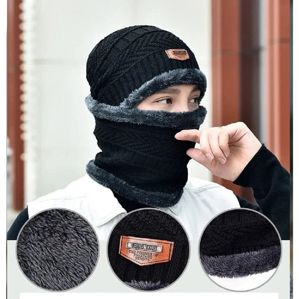 Kit Inverno Completo Unissex Touca de Frio com Gola Forrada e Luva