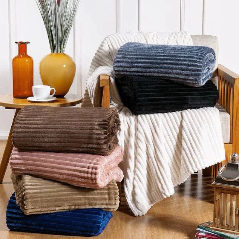 Kit com 2 Mantas Caneladas Aveludadas para Inverno