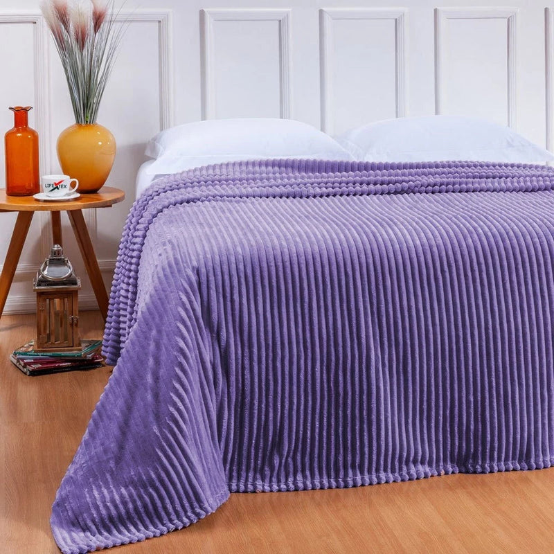 Kit com 2 Mantas Caneladas Aveludadas para Inverno