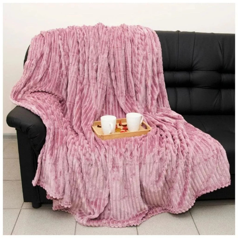 Kit com 2 Mantas Caneladas Aveludadas para Inverno