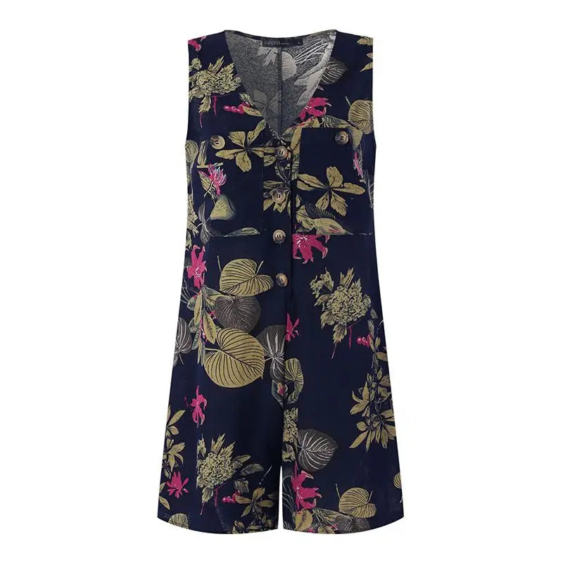 Macacão Feminino Floral Vintage de Verão