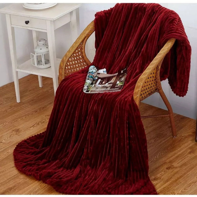 Manta Aveludada Canelada para Cama de Casal