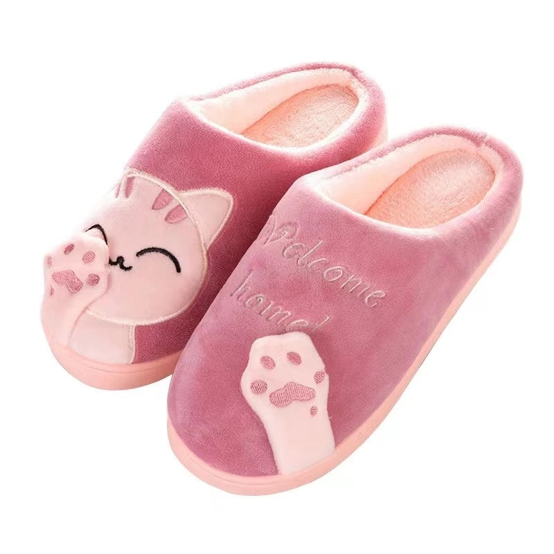 Pantufa Feminina Gato Peluciada para Inverno Antiderrapante
