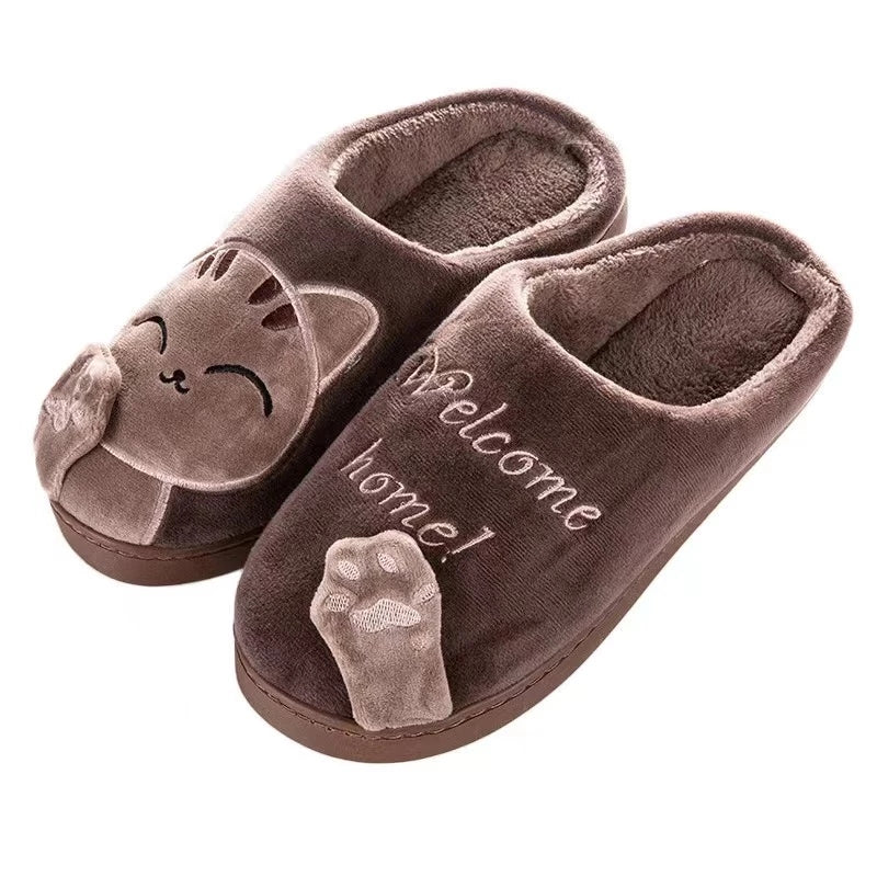 Pantufa Feminina Gato Peluciada para Inverno Antiderrapante