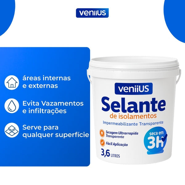 Selante Impermeabilizante Veniius para Infiltrações e Vazamentos 3,6 Litros