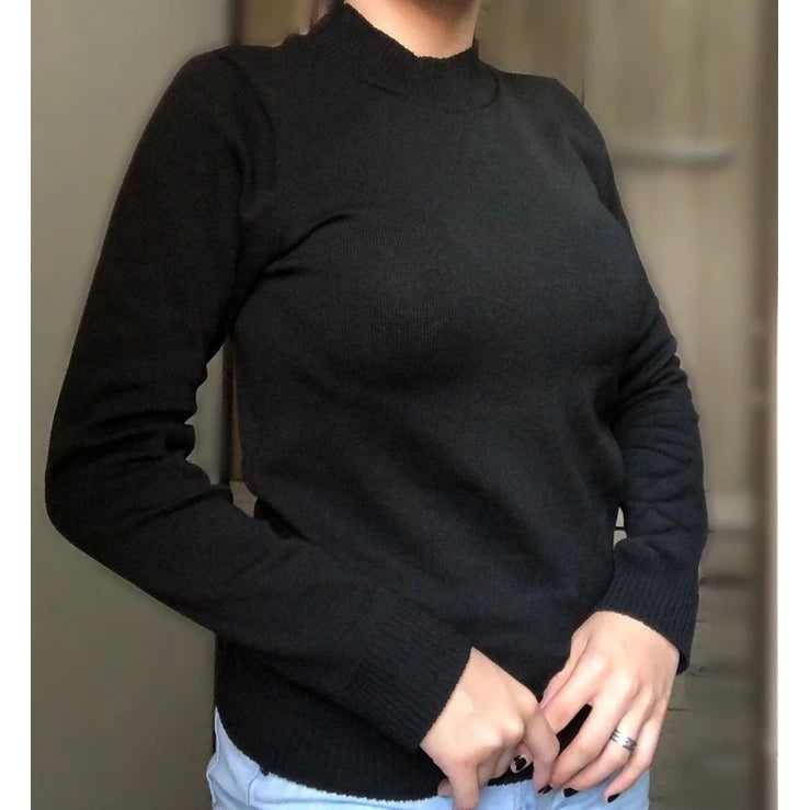 Suéter Feminino de Tricot com Gola Alta para Inverno