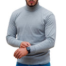 Suéter Masculino de Lã em Tricô Canelado com Gola Alta