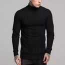 Suéter Masculino de Lã em Tricô Canelado com Gola Alta