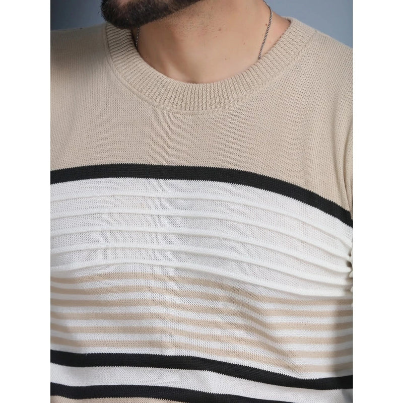 Suéter Masculino de Tricô com Gola Redonda e Manga Longa em Lã