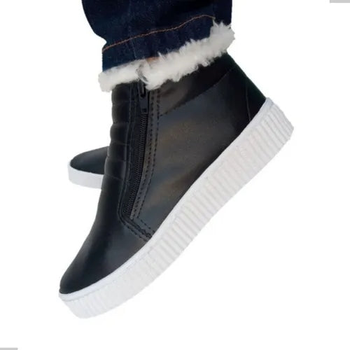 Tênis Botinha Feminina de Inverno Forrada com Lã Peluciada