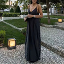 Vestido Feminino Longo de Verão Drapeado com Costas Nua