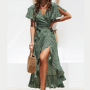 Vestido Feminino Longo de Verão Estampado com Babados